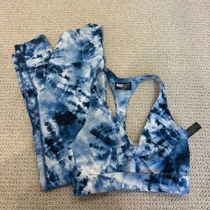 Beach Riot Blue Tie-Dye Sports Bra and Leggings Set
